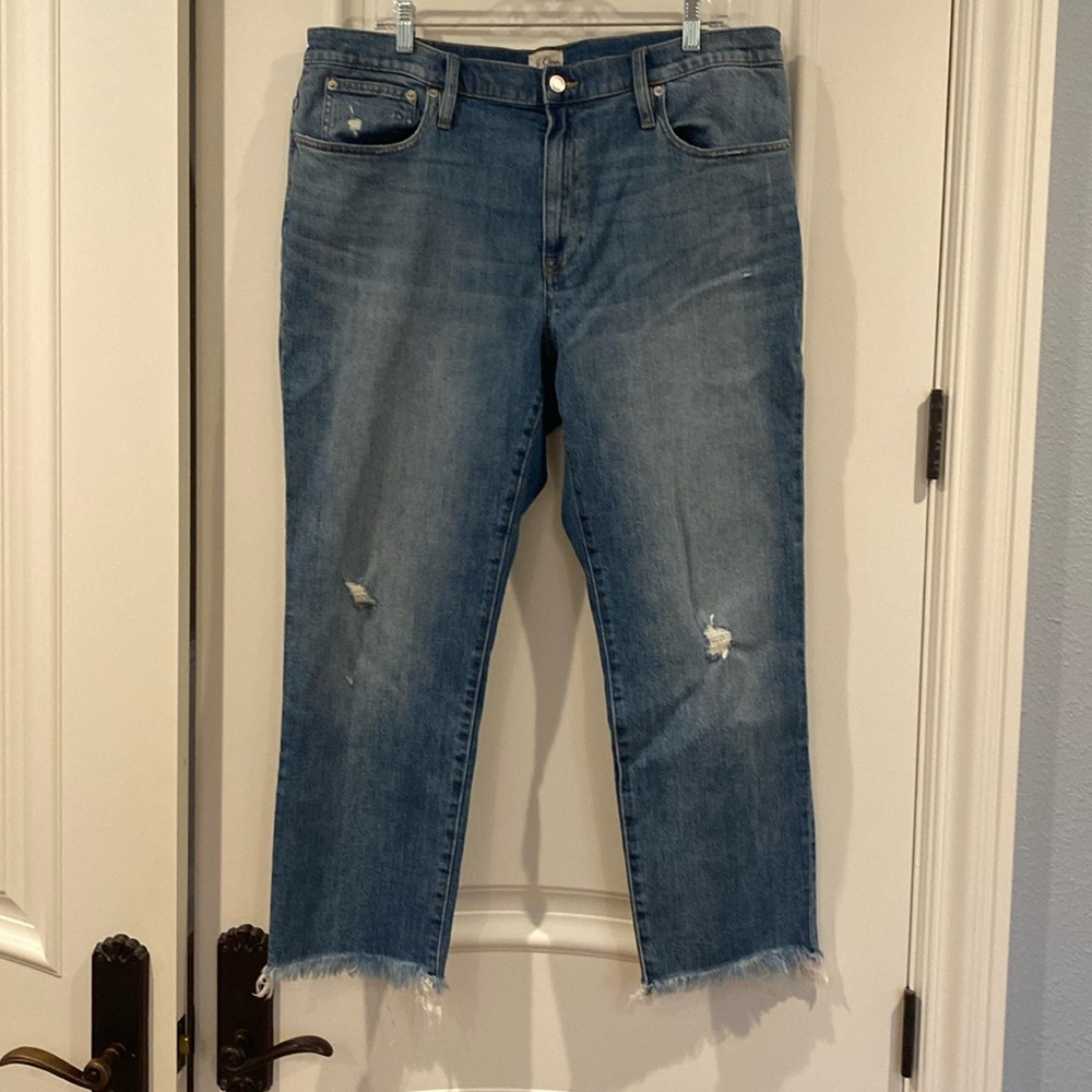 Women’s J.Crew jeans size 33, slim boyfriend fit with frayed hems